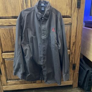 U Of L  Vantage Button Up Down Brown Long Sleeve Shirt Men’s Size Large